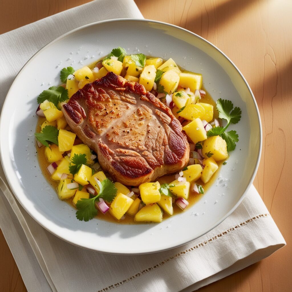 Pan Seared Tenderloin With Pineapple Mango Salsa