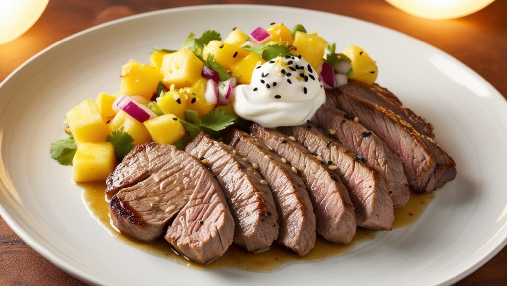 Pan Seared Tenderloin With Pineapple Mango Salsa